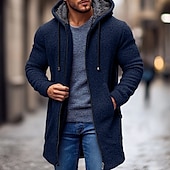 preiswerte Herren Strickjacke-Herren Weihnachtspullover Strickjacke Grobstricken Stricken Standard Zip Tasche Feste Farbe Kapuzenpullover Strickware Elegant Heim Arbeit Bekleidung Bischof Frühling Herbst Schwarz Rote M L XL