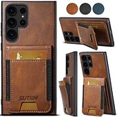 ieftine Carcasă Samsung-telefon Maska Pentru S24 Ultra Plus S23 Ultra Plus S22 Plus Ultra S25 Ultra Capac Spate rezista Loc pentru card Anti Șoc Retro TPU PC PU piele