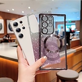 abordables Carcasas Samsung-teléfono Funda Para S24 S24 Ultra Plus S24 FE S23 S22 S21 S20 Ultra Plus FE S25 Ultra Funda Trasera Magnética Soporte de carga inalámbrica Antigolpes Retro Enchapado
