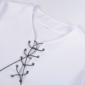 economico Cime-Retrò Vintage Punk &amp; Gotico Medievale Blusa / Camicia Mascherata Tunica Fiera del Ren Cavaliere Vichingo Crociato Con Volant Blocco di colori Per uomo Celtico Costumi da pirata Carnevale Mascherata