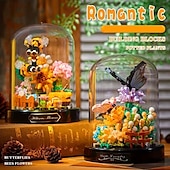 abordables Jouets de Construction-blocs de construction bouquet immortel décoration de bureau à domicile ornements cadeaux de Noël assemblage blocs de construction jouets cadeaux d&#039;Halloween bricolage fait à la main épissage jouets