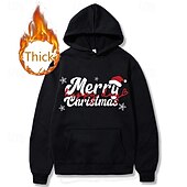 abordables Sudaderas y sudaderas con capucha divertidas-Navidad Papá Noel Cachorro Sudaderas con capucha de lana Sudadera con capucha navideña divertida Navidad Bolsillo delantero Gráfico Para Pareja Hombre Mujer Adulto Navidad Carnaval Estampado en