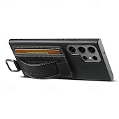 זול מארז סמסונג-טלפון מגן עבור S24 Ultra Plus S23 Ultra Plus S22 Plus Ultra S25 Ultra כיסוי אחורי עם מעמד עם רצועת יד חריץ לכרטיס רטרו TPU PC עור PU