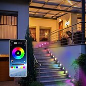 זול מופעל באמצעות USB-ממשק usb שחור גג גג קבוע, LED מחרוזת אורות נצח 49ft 50 לדים עם אפליקציית bluetooth עם בקר מפתח ir44 rgbic אור אינטליגנטי ip65 גג עמיד למים חג חג המולד בחוץ