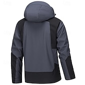 abordables Softshell, polares y chaquetas de montaña-Hombre La chaqueta con capucha Chaqueta Softshell Chaqueta para senderismo Al aire libre Bloque de color Resistente al Viento Resistente al Agua Chaqueta cortavientos Viaje Negro Azul Beige Gris