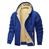 economico felpe in pile-Per uomo Felpa con cappuccio Felpa con cappuccio a zip intera Giacca con cappuccio Giacca in pile Nero Bianco Rosso Blu marino Blu Reale Con cappuccio Liscio Sportivo Giornaliero Per eventi Vintage