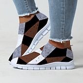 halpa Naisten lenkkarit-naisten abstrakti taideprintti slip-on lenkkarit - hengittävät flyknit vapaa-ajan kengät jokapäiväiseen käyttöön ja mukavuuteen