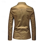 abordables Blazers Clásicos para Hombres-Hombre chaqueta Negocio Fiesta de Cóctel Fiesta de Boda Moda Casual Primavera &amp; Otoño Poliéster Plano Botón Bolsillo Cómodo Botonadura Simple Chaqueta de sport Negro Color Caquí Verde Ejército
