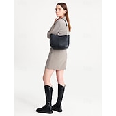 ieftine Genți Totes-geantă de umăr din piele artificială maro de damă cu curea de lanț auriu – crossbody elegant și casual pentru zi cu zi și lucru