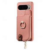 cheap Other Phone Case-Phone Case For Pixel 9 Pro Pixel 9 Pro XL Pixel 8 Pro Pixel 8 Pixel 7 Pixel 7 Pro Pixel 6 Pixel 6 Pro Back Cover with Stand Holder Ring Holder Zipper Retro TPU PU Leather
