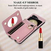 economico Cover Samsung-telefono Custodia Per Capovolgi Z 6 Z Flip 5 Z Flip 4 Z Flip 3 Per retro con cordino Slot per schede Fibbia ad anello Retrò TPU pelle sintetica