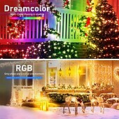 abordables Enchufe eléctrico-Luces de hadas LED inteligentes de 10 m, luces de cadena que cambian de color RGB y blanco cálido controladas por aplicación con sincronización de música y 20 escenas para decoración de Navidad, dormitorio, pared y manualidades