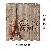 economico Tende doccia-Tenda da doccia con ganci 180cm*180cm (70&quot;*70&quot;) in poliestere lavabile impermeabile modello decorativo per bagno e vasca torre Eiffel vintage