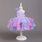 levne Párty šaty-Děti Dívčí Šaty na párty Pevná barva Květiny Bez rukávů Zvláštní příležitosti Módní Princeznovské Polyester Šaty na párty Léto Jaro 2-8 let Více barev Žlutá Světlá růžová