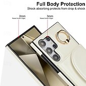Недорогие Чехлы для Samsung-телефон Кейс для Назначение S24 S23 S22 S21 Ultra Plus S24 ФЭ S21 FE А55 А35 А25 А15 5Г A14 A54 A72 А73 А53 A52 Кейс на заднюю панель Кольца-держатели Разъем для карты Защита от удара Ретро