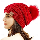 economico i migliori regali di natale-cappello regalo di natale berretto con pompon donna natale capodanno vigilia di natale caldo cappello invernale foderato in pile regalo per donna per sua moglie mamma