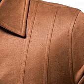 abordables Manteaux &amp; vestes-Homme Veste décontractée Veste en faux suède Veste en daim marron Casual Quotidien Coupe-vent Le style rétro Automne hiver Couleur unie / unie Décontractées Revers Normal Noir Marron Vert Grise Veste