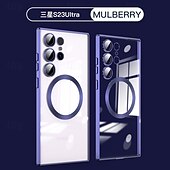 Χαμηλού Κόστους Samsung Θήκη-τηλέφωνο tok Για S24 Ultra S24 Plus S24 S24 FE S23 S23 Ultra S23 Plus S25 Ultra Πίσω Κάλυμμα Μαγνητική Υποστήριξη ασύρματης φόρτισης Ανθεκτική σε πτώσεις Ρετρό TPU Επιμετάλλωση