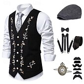levne oblečení-Retro Řvoucí 20s 20. léta 20. století Úbory Vesta Sada příslušenství Gentleman Pánské předvečer Všech svatých Karneval Nový rok Večírek Plesová maškaráda Silvestr Dospělé Nákrčník Vesta Více doplňků
