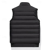 levne Gilety-Pánské Puffer Vesta Denní Na běžné nošení Podzim zima Kapsy Polyester Zahřívací Pevná barva Zip Stojáček Běžný Černá Tmavě námořnická Vodní modrá Khaki Vesta