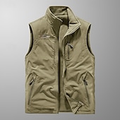 cheap Vests-Men&#039;s Hiking Vest Hiking Fleece Vest Sleeveless Vest Outdoor Thermal Warm Fleece Lining Comfortable Winter Pocket Polyester Black Army Green Khaki Hunting Fishing Climbing
