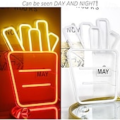 billiga LED-neonlampor-pommes frites neonskylt led ljus, akryl neon väggdekor 16,5x12&quot; för kök, restaurang, fest  &amp; matvagn
