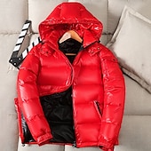 abordables Manteaux &amp; vestes-Homme Veste d&#039;Hiver Doudoune Rembourré Poche Duvet de Canard Blanc Usage quotidien Rendez-vous Vacances Normal Mode Décontractées Confortable Chaud Automne hiver Couleur unie / unie Noir Rouge