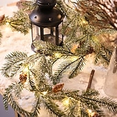 baratos Luzes de Natal-guirlanda de vime com agulhas de pinheiro de natal, luzes de corda alimentadas por bateria, 1,75 m, 20 leds, para áreas internas e externas, árvore de natal, festa de natal, janela de casa, decoração