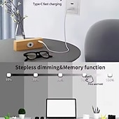 cheap Cabinet Light-Nordic Wood Wall Lamp, 360° Rotating Dimmable Wall Sconce with Touchable Magnetic Cordless Mount for Bedroom &amp; Reading