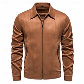 abordables Manteaux &amp; vestes-Homme Veste décontractée Veste en faux suède Veste en daim marron Casual Quotidien Coupe-vent Le style rétro Automne hiver Couleur unie / unie Décontractées Revers Normal Noir Marron Vert Grise Veste