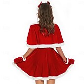 olcso Felnőtt karácsonyi jelmezek-Mikulás ruhák Mikulás Mrs.Claus Karácsonyi ruha Mikulás ruhák Szexi jelmezek Mikulás sapka Női Karácsony Álarcos mulatság Szexi Cosplay jelmez Felnőttek Parti Karácsony Ruha Sisak Kesztyűk