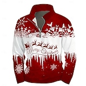 cheap Christmas Animal Outfit-New Year Christmas Men&#039;s Sweatshirt Long Sleeve Vacation Going out Streetwear Light Yellow Dark Yellow Light Blue Gray&amp;White Red2 Print Spring &amp;  Fall Designer S M L XL XXL 3XL