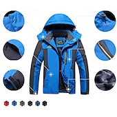 economico giacca sportiva-giacca con cappuccio da uomo giacca da sci giacca da trekking in pile giacca invernale da esterno termica calda fodera in pile impermeabile antivento giacca a vento giacca softshell cappotto sci sci snowboard pesca nero