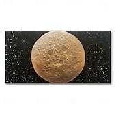 abordables Peintures Abstraites-peinture à l&#039;huile de lune peinte à la main peinture texturée jaune noire 3D peinture murale abstraite au clair de lune faite à la main grande peinture texturée noire minimaliste pour salon chambre