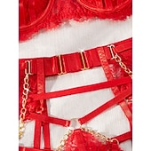 levne Vánoční pyžamo-Elf Babydoll Prádlo Sady podprsenek a kalhotek Tanga Spodní prádlo Dámské Vánoce Nový rok Štědrý večer Sexy Dospělí Párty Vánoce Podprsenka