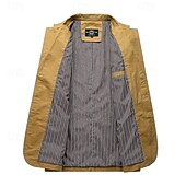 abordables Blazers Clásicos para Hombres-Hombre chaqueta Negocio Fiesta de Cóctel Fiesta de Boda Moda Casual Primavera &amp; Otoño Poliéster Plano Botón Bolsillo Cómodo Botonadura Simple Chaqueta de sport Negro Color Caquí Verde Ejército