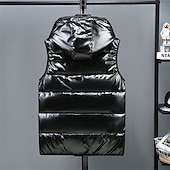 preiswerte Herren Steppweste-Herren Puffer Weste Kapuzenweste Gepolstert Weste Steppweste Täglich Verabredung Urlaub Modisch Brautkleider schlicht Herbst Winter Tasche Polyester warm halten Komfortabel Feste Farbe Reisverschluss