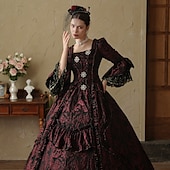 cheap Dresses-Gothic Rococo Vintage Inspired Dress Party Costume Prom Dress Princess Shakespeare Solid Color Ball Gown Women&#039;s Royal Halloween Carnival Valentine&#039;s Day Party Evening Party Masquerade Adults&#039; Dress