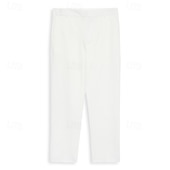 abordables Perder-Hombre pantalones de traje Pantalones Pantalones de traje Pantalones de gofres Bolsillo delantero Pierna recta Plano Comodidad Suave Longitud total Boda Exterior Negocio Moda Moderno Negro Blanco