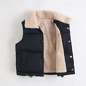 billiga Girl&amp;#39;s Downs &amp;amp; Pufferjacka-Barns Flickor Västkappa Ärmlös Svart Vit Gul Ensfärgat Ficka Höst Vinter Neutral Skola 4-12 år