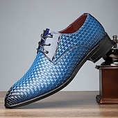 baratos Formal-sapatos sociais masculinos de couro sintético vermelho trançado – oxfords elegantes com cadarço e detalhes em couro envernizado para ocasiões formais e casuais