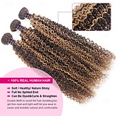 economico 3 ciocche di capelli veri tessitura-mette in risalto i capelli umani p4/27 ricci ondulati bundle 3 bundle 300g extension per capelli