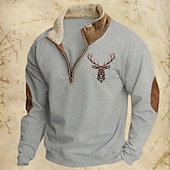 tanie Podstawowe bluzy-Męskie Bluza dresowa Bluza z zamkiem błyskawicznym Czarny Granatowy Khaki Jasnoszary Pół zamek Równina Święta Sport i turystyka Codzienny Święta Moda miejska Nowoczesne Zima Wiosna i jesień Odzież