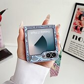 Недорогие Чехлы для Samsung-телефон Кейс для Назначение Z-флип 6 Z Flip 5 Z Flip 4 Кейс на заднюю панель со стендом с ремешком на запястье Защита от удара Ретро текстильный ТПУ