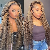 economico Parrucche lace front capelli veri-parrucca frontale in pizzo ombre 13x4 con capelli umani p4/27 parrucca con capelli umani a onda profonda densità 150%
