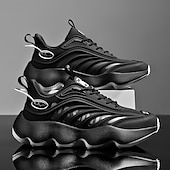 economico Sneakers da uomo-scarpe da ginnastica da uomo futuristiche con suola spessa in bianco e nero - scarpe sportive leggere e traspiranti per abbigliamento casual o da corsa