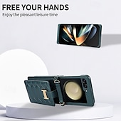 お買い得  サムスン用ケース-電話 ケース 用途 Z Flip 5 Z Flip 4 Z Flip 3 バックカバー スタンド付き ストラップ付き リストストラップ付き レトロ風 TPU PUレザー