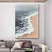 cheap Landscape Paintings-Mintura Handmade Beach Scenery Oil Paintings On Canvas Modern Wall Art Room Decoration Abstract Picture For Home Decor Rolled Frameless Unstretched Painting