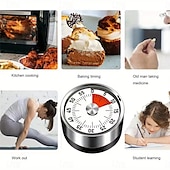 baratos Eletrodomésticos de Cozinha-Temporizador de cozinha mecânico de aço inoxidável, formato redondo, ímã, contagem regressiva de 60 minutos, relógio de cozimento, alarme, lembrete de tempo