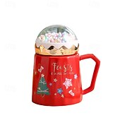 ieftine Decorațiuni pentru masă și dining-Cana ceramica de Craciun cu cutie cadou, desen desen animat cu capac, cadou de ajunul Craciunului, cana festiva cu cutie cadou, cadou perfect de sarbatori